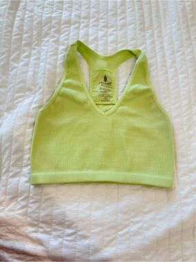 Free People Movement Ribbed Sports Bra Crop Top Lime Green Size Small